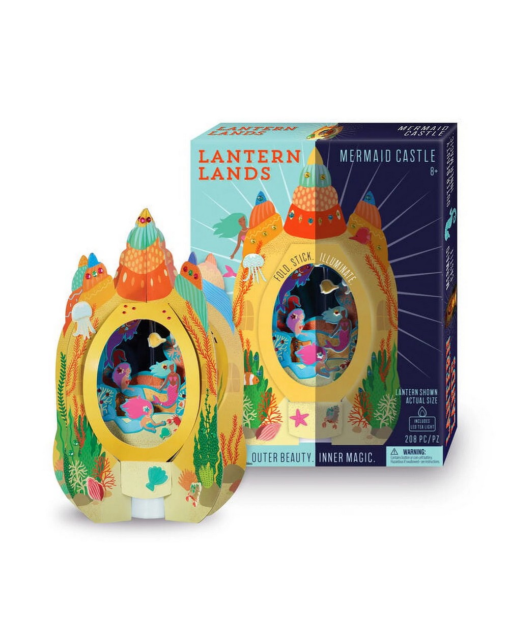 Bright Stripes DIY Lantern Lands Mermaid Castle Light Up Paper Craft Kit for Kids – Creative Crafting Kit with LED Lights, Fun Paper Craft Project for Children