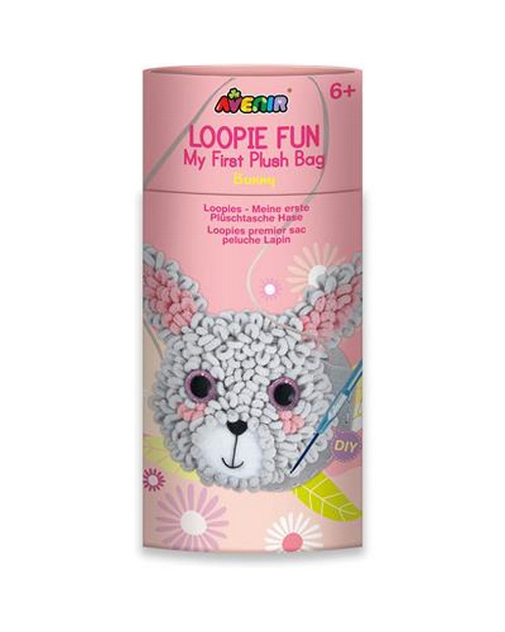 Avenir Loopie Fun My First Plush Bag Bunny – DIY Plush Craft Kit for Kids, Cute and Soft Bunny Shaped Bag, Perfect for Beginners and Creative Play