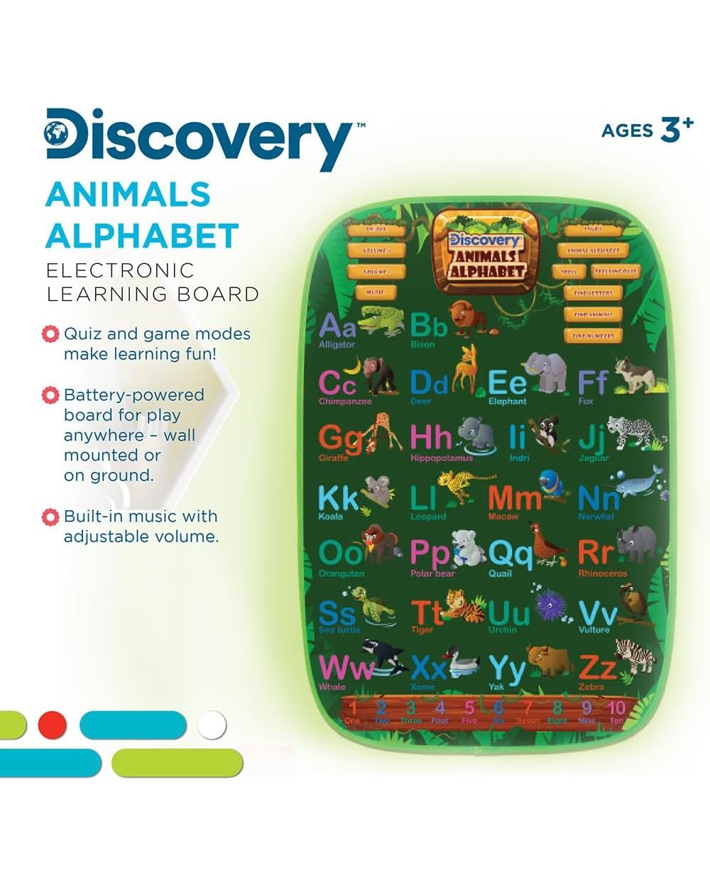 Discovery Kids Animal Alphabet Interactive Learning Board - Electronic Educational Toy, Alphabet & Animal Sounds, Kids Fun Learning