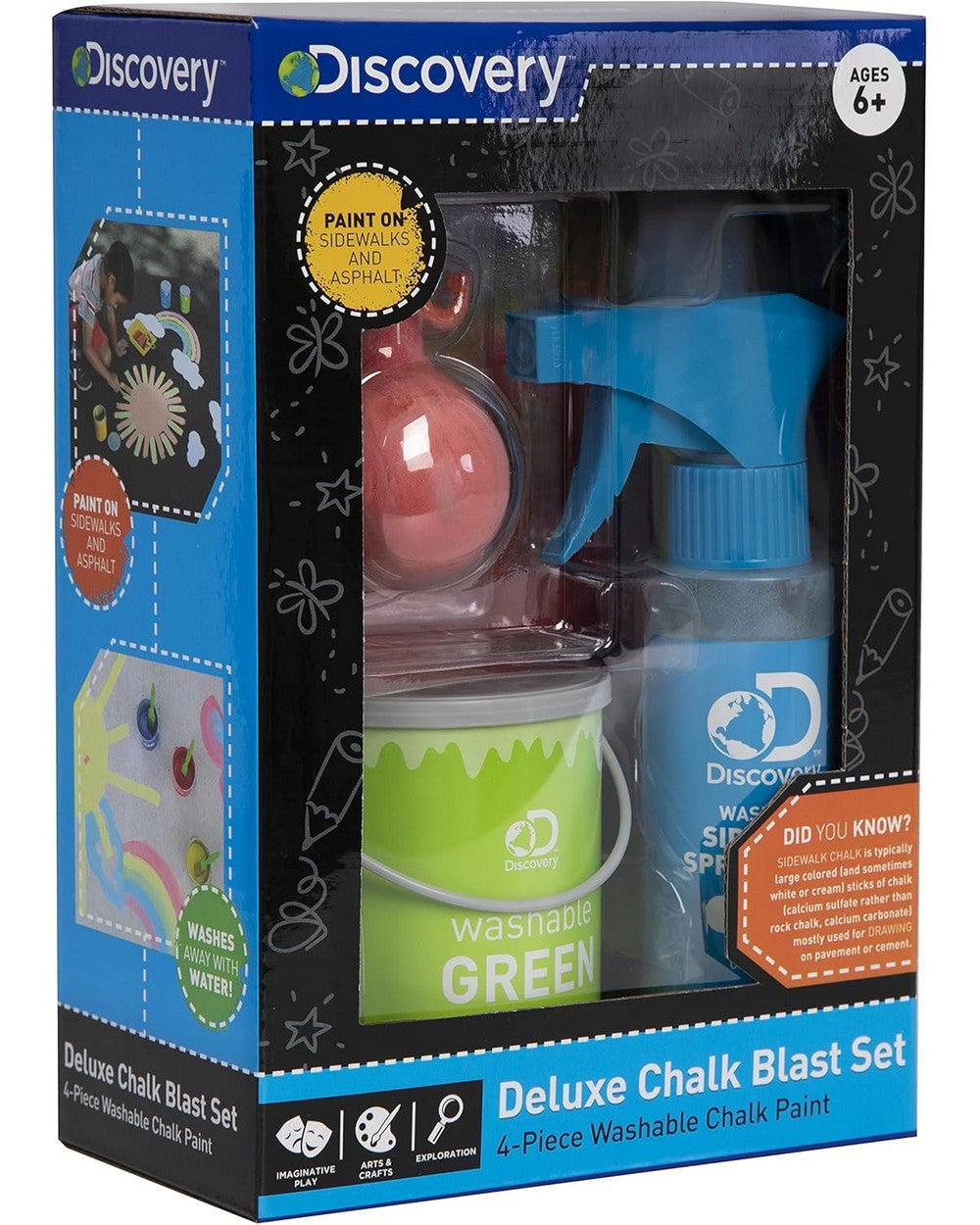 Discovery Kids STEM Deluxe Chalk Blast Assorted Set - Creative Art Kit, Outdoor Fun Toy, Educational Craft, Interactive Play