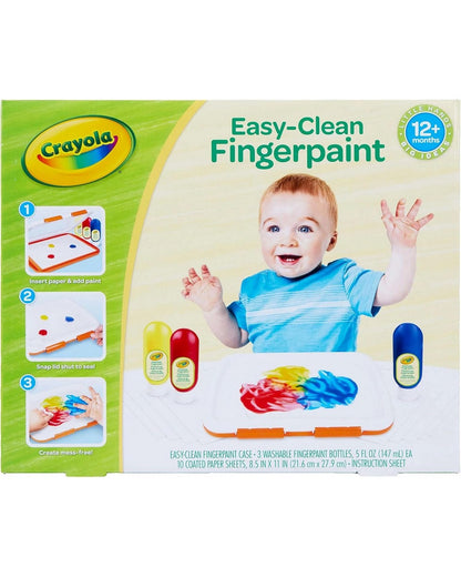 Crayola Easy Clean Fingerpaint – Washable Non-Toxic Finger Paints for Kids, Vibrant Colors for Mess-Free Creative Fun