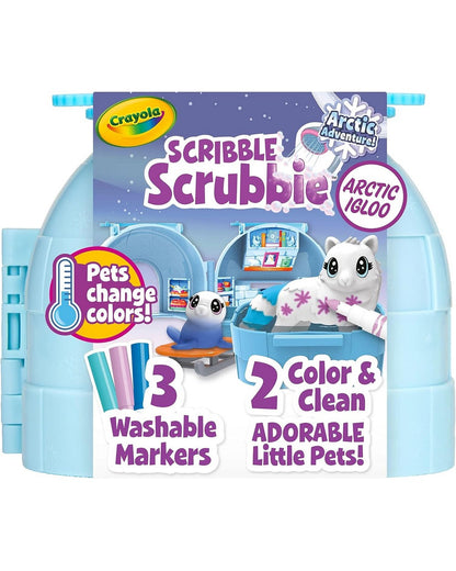 Crayola Scribble Scrubbie Arctic Igloo – Washable Toy Set for Kids, Color and Customize Arctic Animals & Igloo, Fun Craft and Play Activity