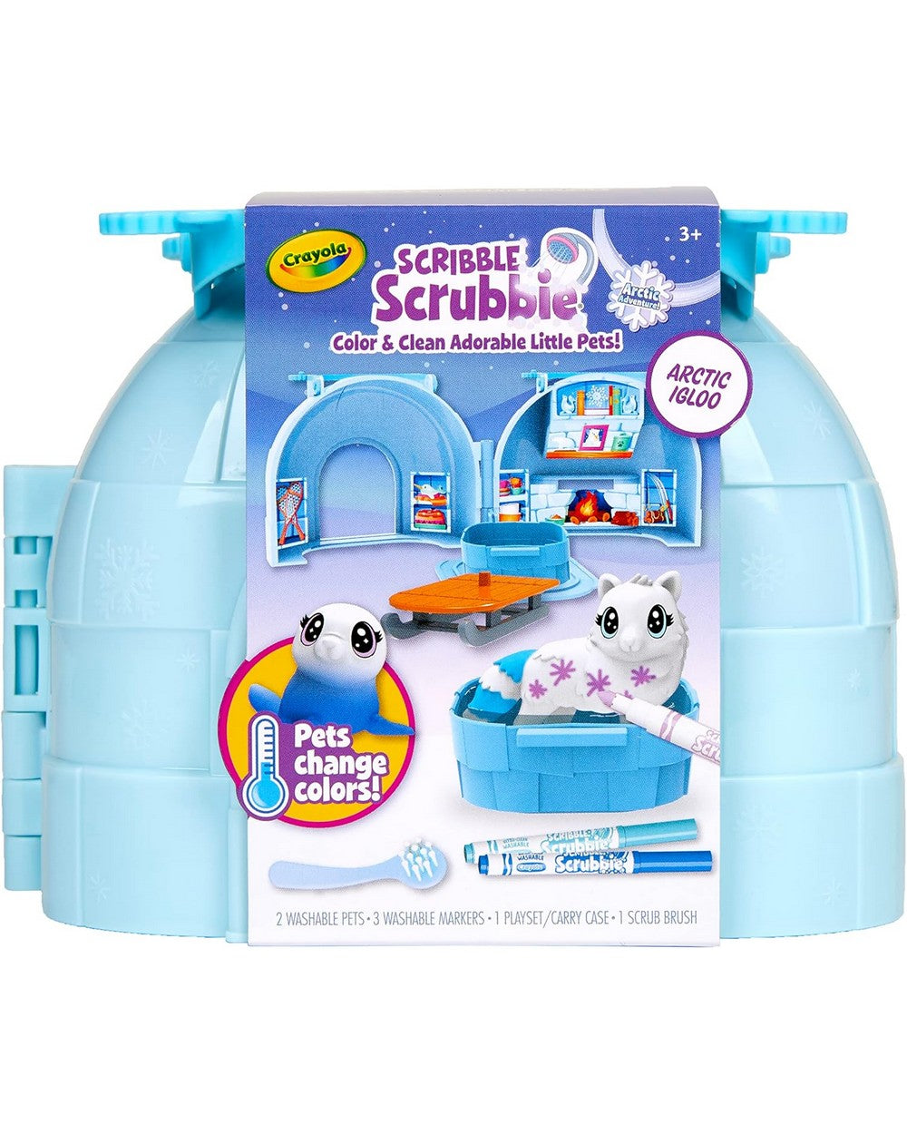 Crayola Scribble Scrubbie Arctic Igloo – Washable Toy Set for Kids, Color and Customize Arctic Animals & Igloo, Fun Craft and Play Activity