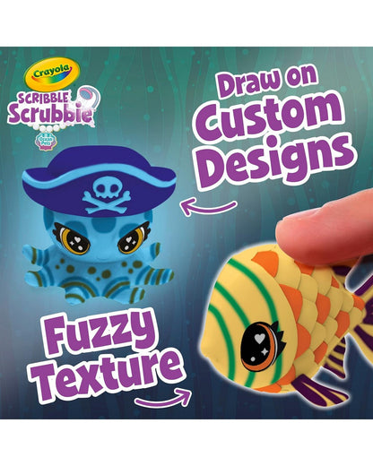 Crayola Scribble Scrubbie Glow Ocean Treasure Chest – Washable Toy Set for Kids, Color and Customize Ocean Creatures & Treasure Chest