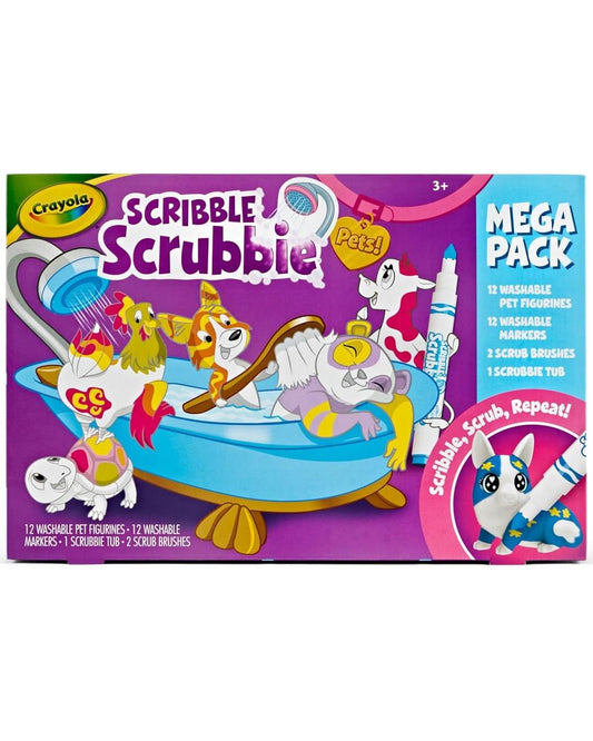 Crayola Scribble Scrubbie Mega Set – Washable Toy Set for Kids, Includes 12+ Animals and Markers, Create, Color, and Scrub Clean for Endless Fun