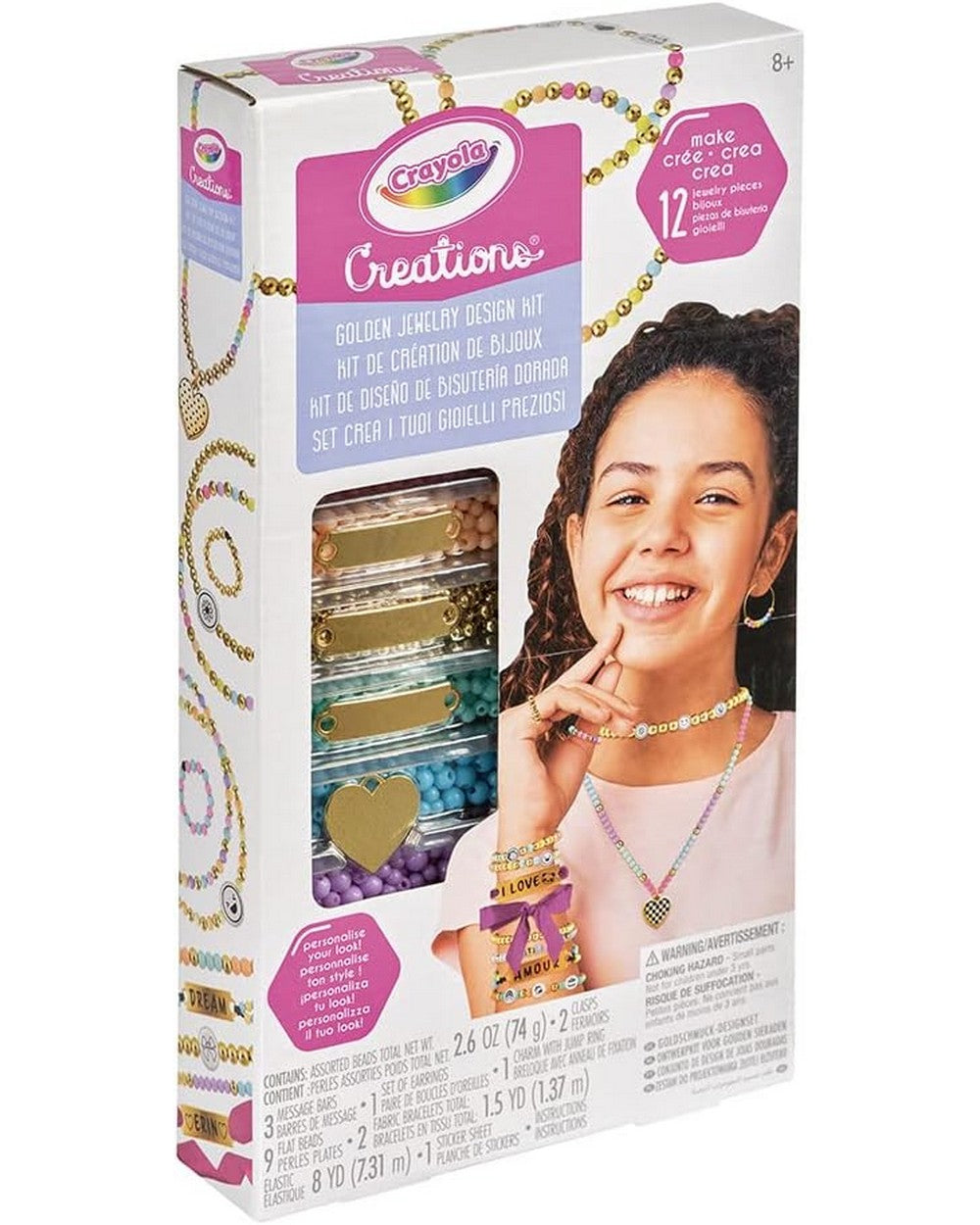 Crayola Creations Golden Jewelry Design Kit – DIY Craft Kit for Kids, Create Custom Jewelry with Gold Accents