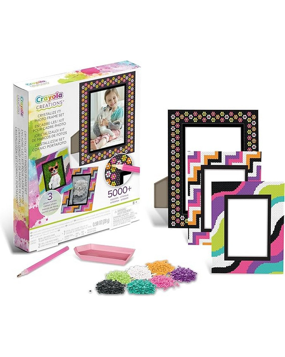 Crayola Creations Crystalize It! Photo Frame Kit – DIY Craft Kit for Kids, Create Custom Sparkling Photo Frames with Crystals