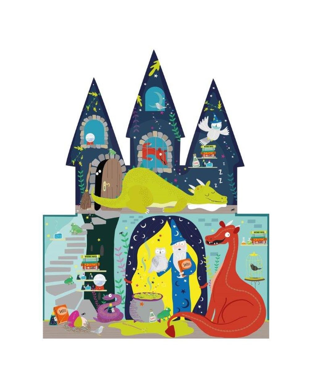 Floss & Rock Spellbound Castle Shaped 40-Piece Jigsaw Puzzle – Castle Puzzle, Kids Toy, Fun Learning Activity, Magical Gift