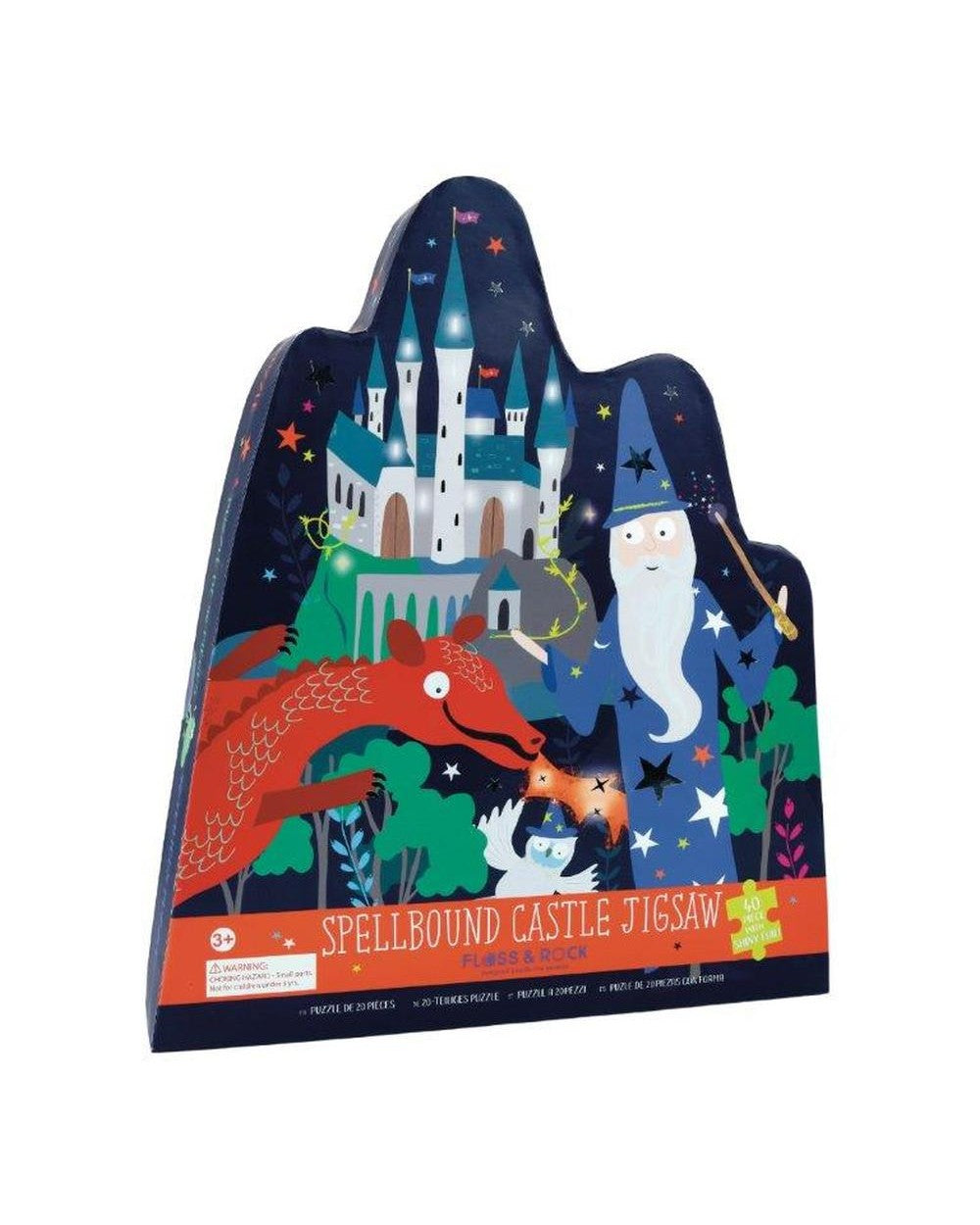 Floss & Rock Spellbound Castle Shaped 40-Piece Jigsaw Puzzle – Castle Puzzle, Kids Toy, Fun Learning Activity, Magical Gift
