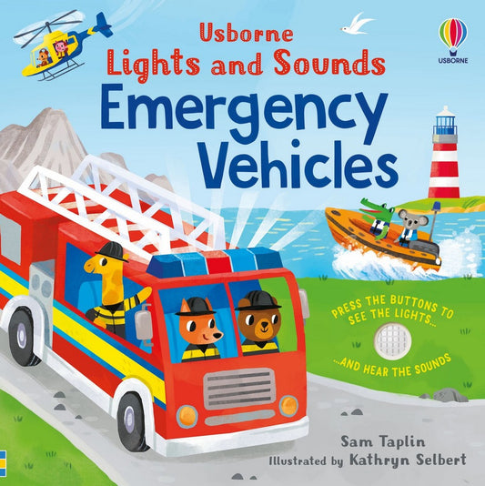 Usborne Lights and Sounds Emergency Vehicles: Interactive Sound Book, Fire Trucks, Police Cars, Early Learning for Toddlers