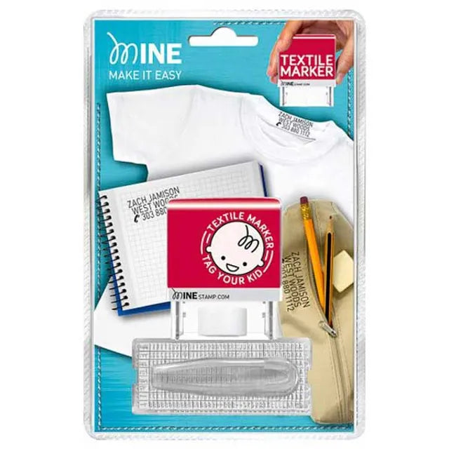 Mine Stamp for Clothes & Books, Fabric-Friendly, Non-Toxic Ink, Self-Inking, Long-Lasting, Eco-Friendly, Ideal for Labeling