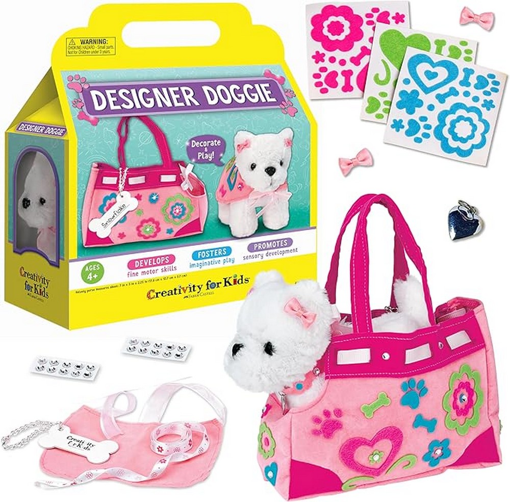 Creativity for Kids Designer Doggie Craft Kit – Customizable Plush Toy, DIY Craft, Kids Art Project, Fun Activity