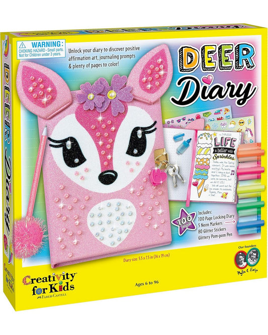 Creativity for Kids Deer Diary – DIY Craft Kit for Kids, Create and Decorate a Personalized Deer-Themed Journal, Perfect for Writing and Drawing