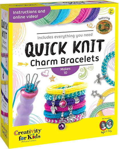 Creativity for Kids Quick Knit Charm Bracelets Kit – DIY Jewelry, Craft Kit, Fun Activity, Customizable Bracelets