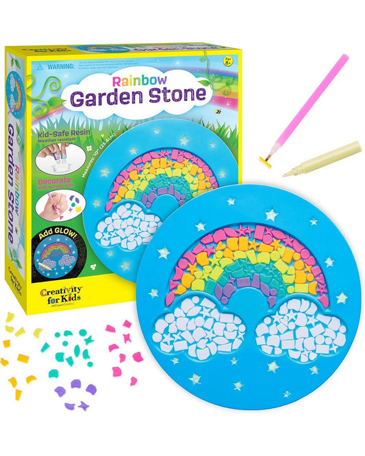 Creativity for Kids Rainbow Garden Stone – DIY Craft Kit for Kids, Paint and Decorate a Colorful Garden Stone