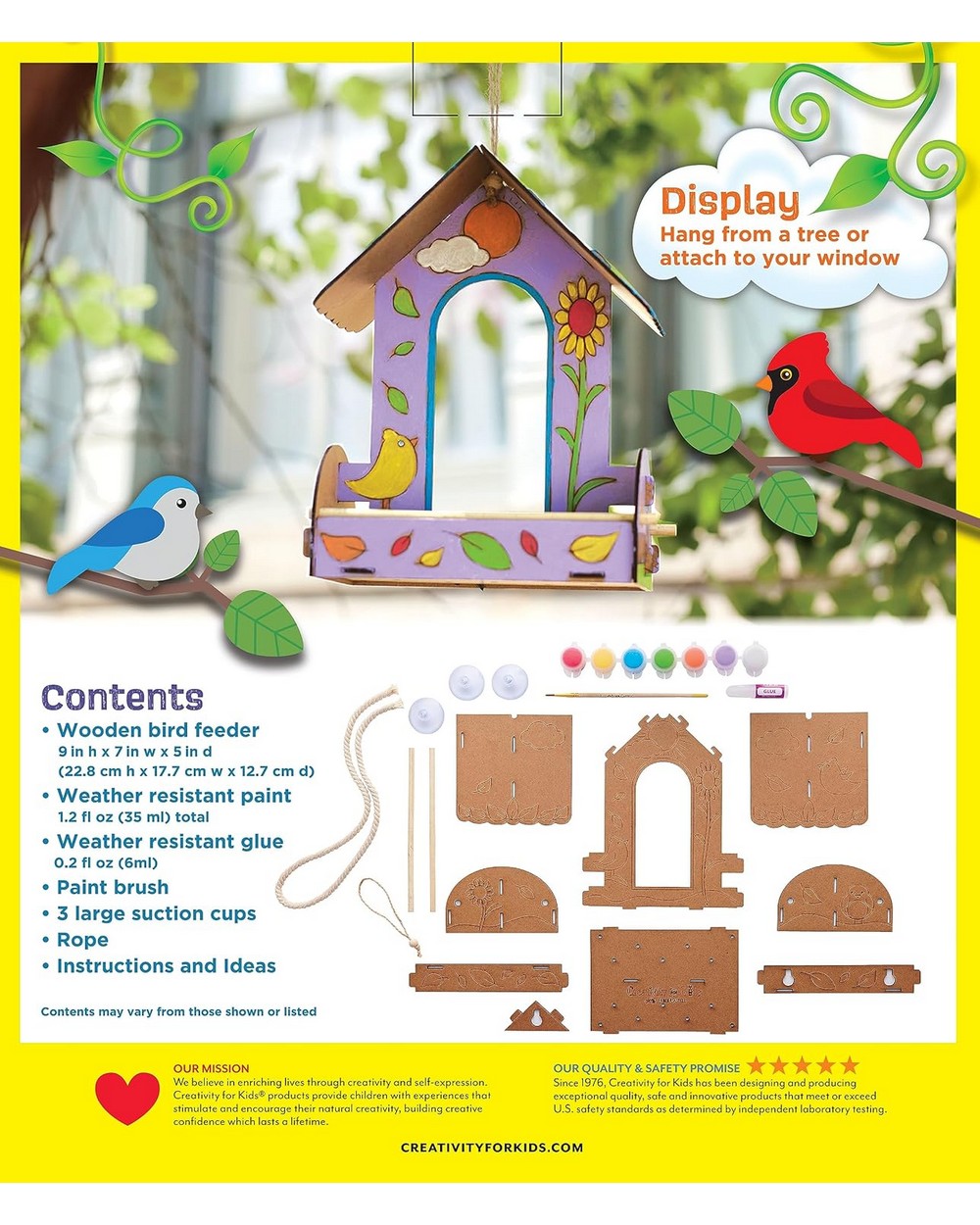 Creativity for Kids Build & Paint Bird Feeder – DIY Craft Kit for Kids, Wooden Bird Feeder, Fun Nature and Outdoor Project