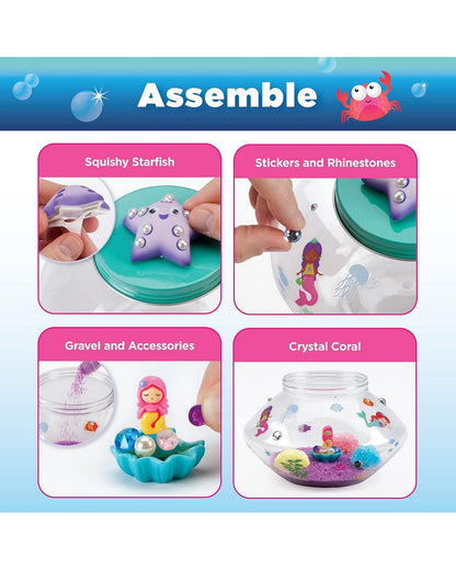 Creativity for Kids Crystal Mermaid Terrarium – DIY Craft Kit for Kids, Create and Decorate a Magical Mermaid-Themed Terrarium with Crystals and Miniatures