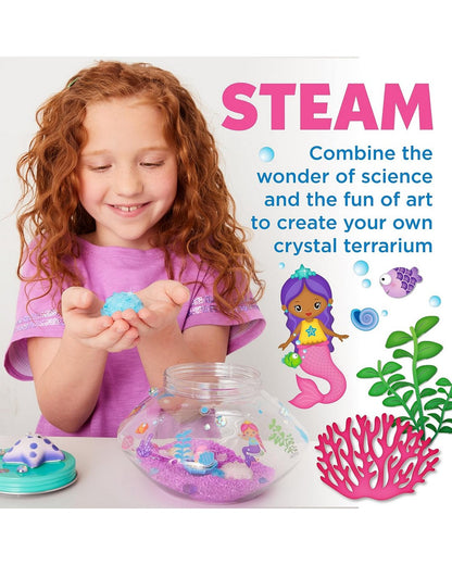 Creativity for Kids Crystal Mermaid Terrarium – DIY Craft Kit for Kids, Create and Decorate a Magical Mermaid-Themed Terrarium with Crystals and Miniatures