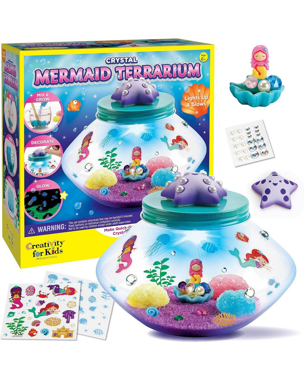 Creativity for Kids Crystal Mermaid Terrarium – DIY Craft Kit for Kids, Create and Decorate a Magical Mermaid-Themed Terrarium with Crystals and Miniatures