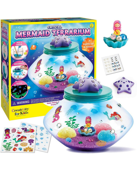 Creativity for Kids Crystal Mermaid Terrarium – DIY Craft Kit for Kids, Create and Decorate a Magical Mermaid-Themed Terrarium with Crystals and Miniatures