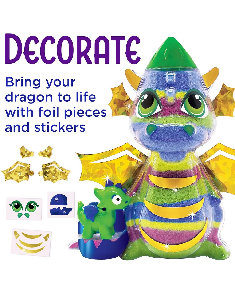 Creativity for Kids Glow in the Dark Sand Art Dragon – DIY Craft Kit for Kids, Create and Decorate a Dragon-Themed Sand Art Masterpiece
