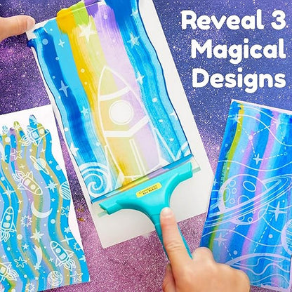 Creativity for Kids Squeegeez Magic Reveal Art Outer Space – DIY Art Set, Magic Reveal, Creative Craft, Kids Activity