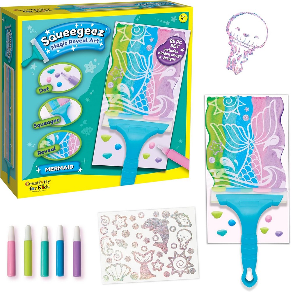 Creativity for Kids Squeegeez Magic Reveal Art Mermaid – DIY Craft Kit, Magical Reveal, Creative Art, Kids Activity