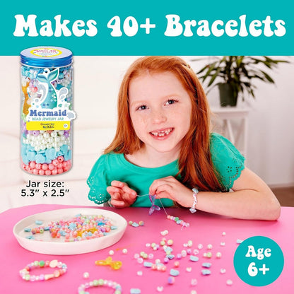 Creativity for Kids Bead Jewelry Jar – Mermaid-Themed, DIY Jewelry Craft Kit, Beads for Kids, Creative Activity