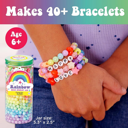 Creativity for Kids Bead Jewelry Jar – Rainbow-Themed, DIY Jewelry Craft Kit, Beads for Kids, Creative Activity