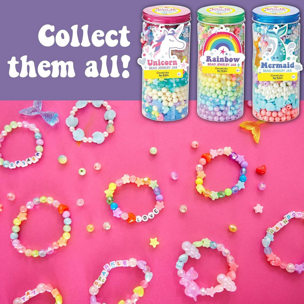 Creativity for Kids Bead Jewelry Jar – Rainbow-Themed, DIY Jewelry Craft Kit, Beads for Kids, Creative Activity