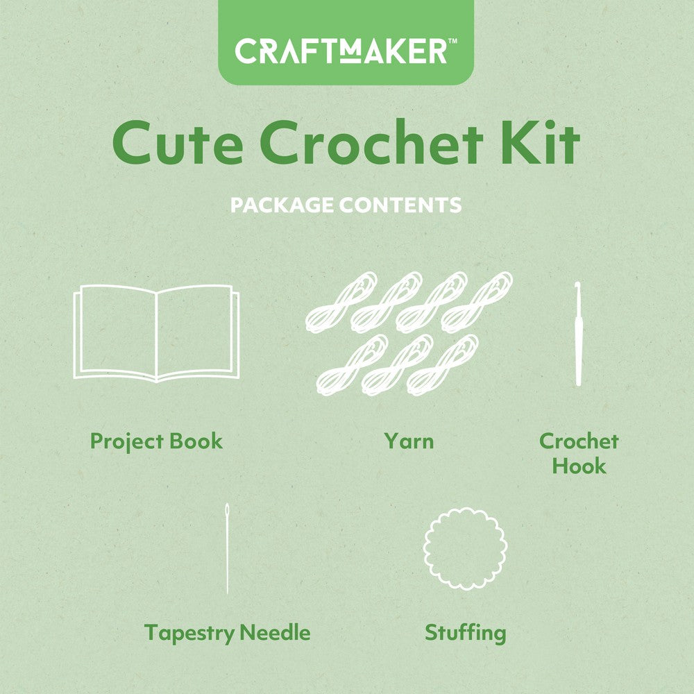 Hinkler Craft Maker Cute Crochet Kit – DIY Crochet Set, Includes Yarn, Hooks, and Step-by-Step Instructions for Fun Projects