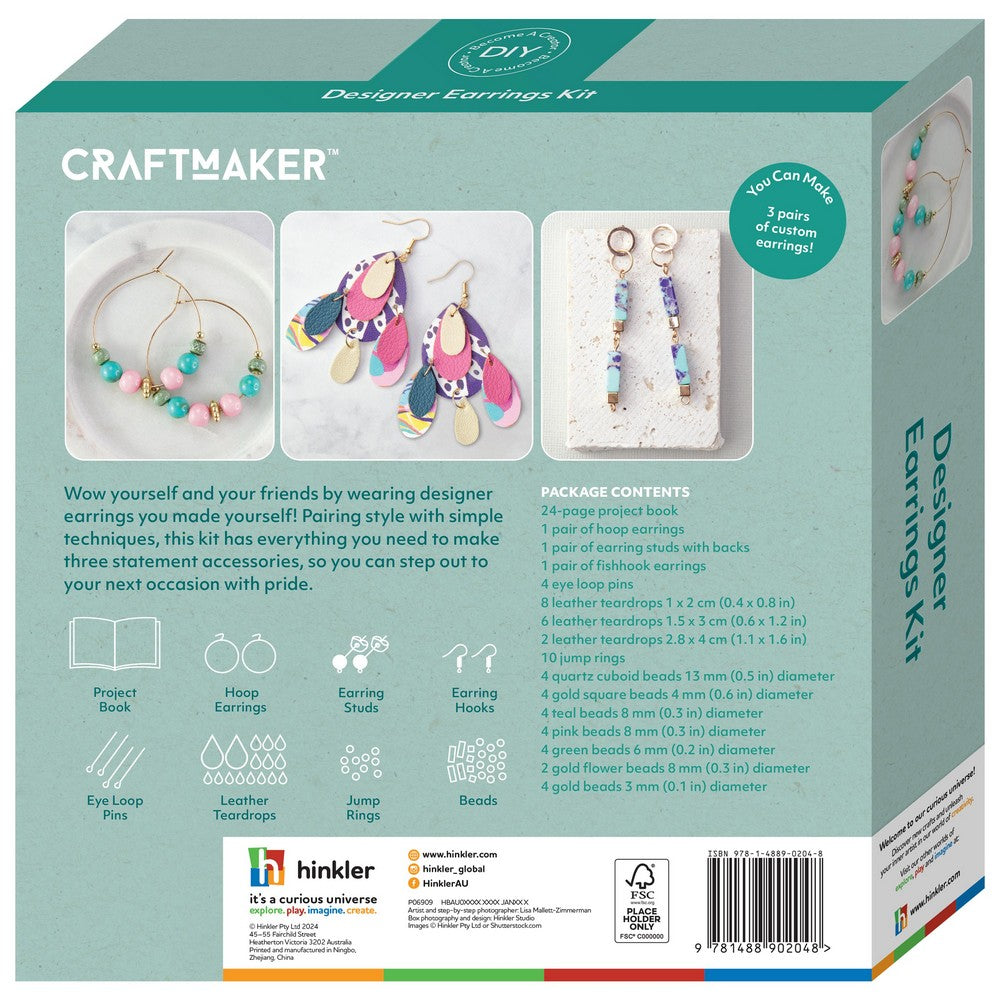 Hinkler Craft Maker Designer Earrings Kit – DIY Jewelry Making Set, Includes Beads, Tools, and Instructions for Custom Earrings