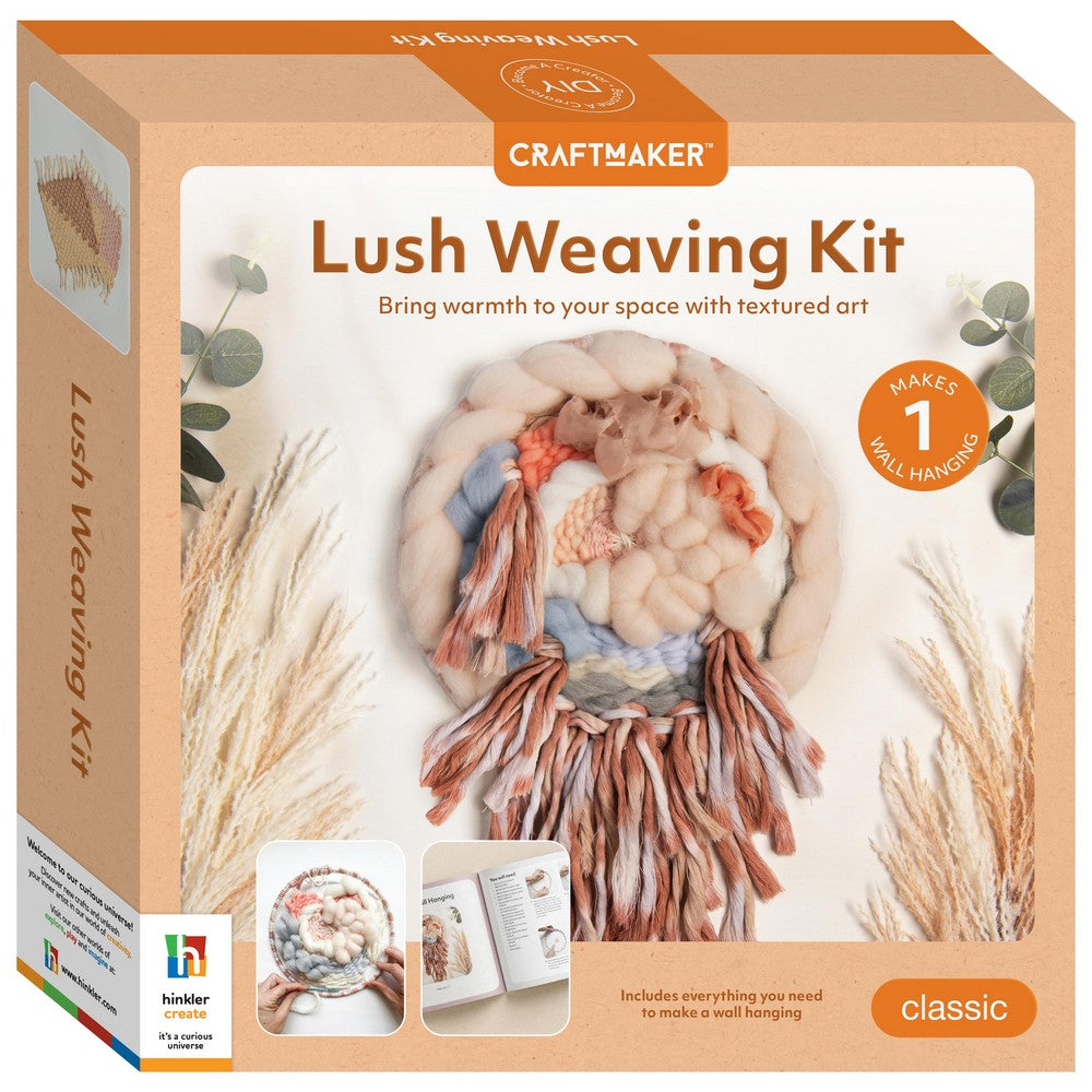 Hinkler Craft Maker Lush Weaving Kit – DIY Weaving Set, Includes Loom, Yarn, and Instructions for Creative Textile Projects