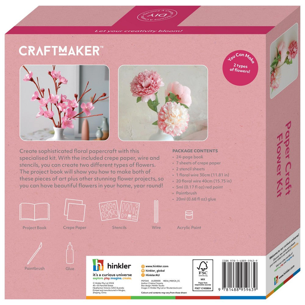 Hinkler Craft Maker Paper Craft Flower Kit – DIY Paper Flower Making Set, Includes Paper, Tools, and Instructions for Creative Floral Designs