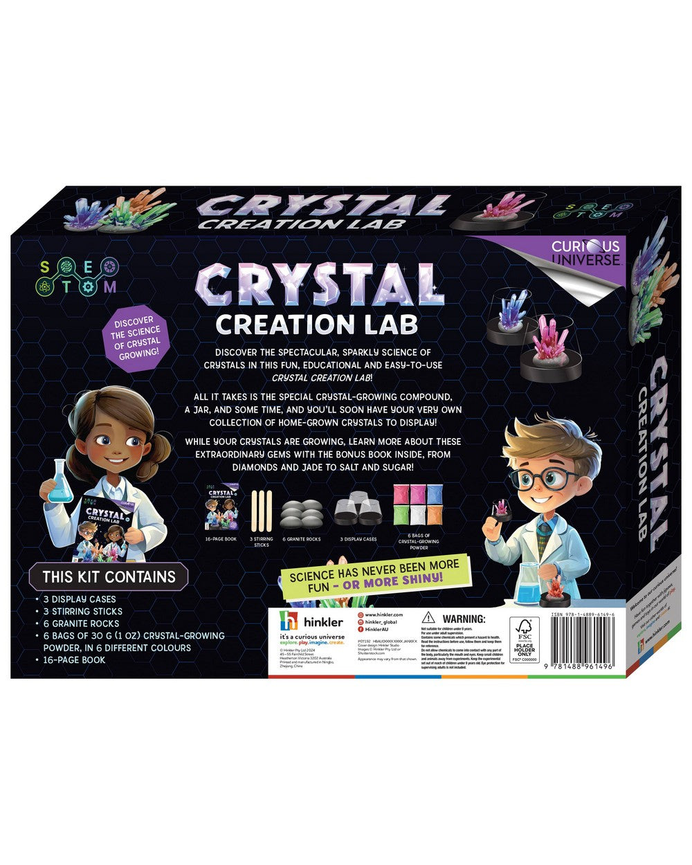 Hinkler Curious Universe Crystal Creation Lab - DIY Science Kit, Crystal Growing Set, Educational STEM Activity, Fun Experiment for Kids