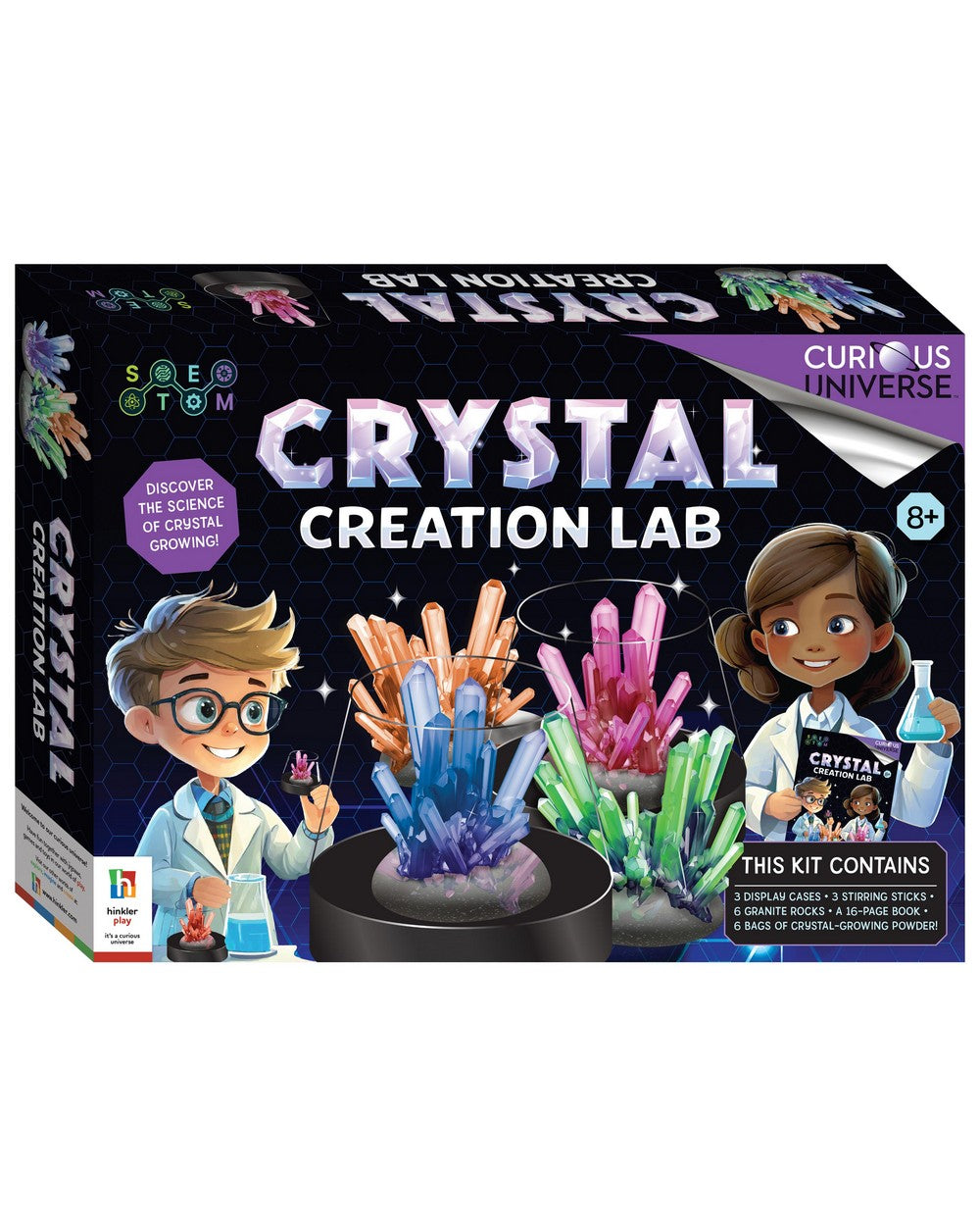 Hinkler Curious Universe Crystal Creation Lab - DIY Science Kit, Crystal Growing Set, Educational STEM Activity, Fun Experiment for Kids