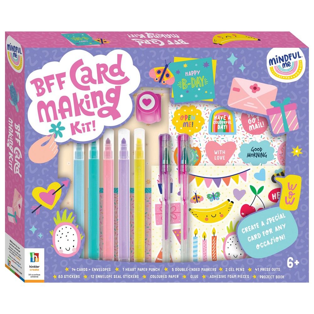 Hinkler Mindful Me BFF Card Making Kit – DIY Friendship Card Set, Includes Stamps, Stickers, and Instructions for Personalized Cards