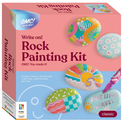 Hinkler OMC! Write On! Rock Painting Kit – DIY Art Set, Includes Paints, Brushes, and Rocks for Creative Stone Designs