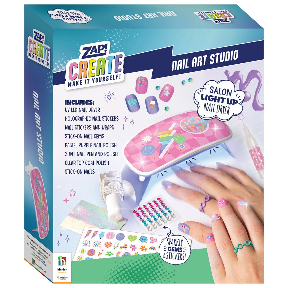 Hinkler Zap Create Nail Art Studio Kit – DIY Nail Design Set, Includes Polishes, Tools, and Stencils for Creative Nail Art