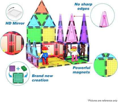 Picasso Magnetic Bricks + Tiles 63Pcs - Magnetic Building Blocks Set for Kids, Educational Construction, Creative Play, Magnetic Tiles, Brain Development, Interactive Toy Set, Fun Puzzle Blocks