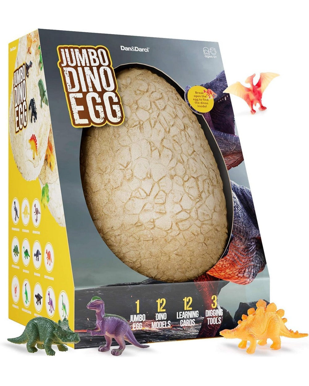 Dan & Darci Jumbo Dino Egg - Dinosaur Excavation Kit, STEM Discovery Toy, Educational Craft, Fun Activity