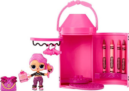 Crayola LOL Color Me Studio with 4 Crayons, Dolls, Paper Dresses for Kids, Art Studio Playset in Crayon Capsule Packaging