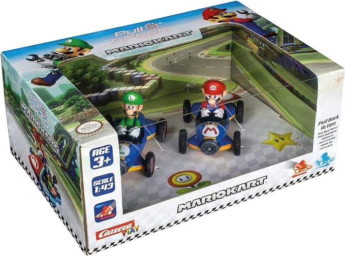 Carrera Pull N Speed Mario Kart Mach 8 Twinpack, Mario Kart Pullback Cars, Mach 8 Toy Cars, Mario and Luigi Racing Cars, Kids Racing Toy Set