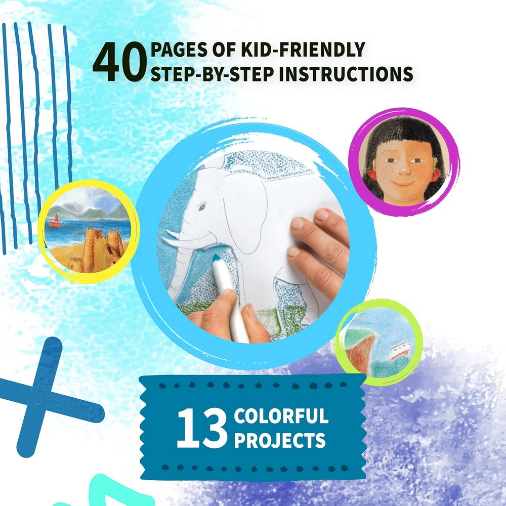 SpiceBox Pastels – Kids Creative Pastel Art Set for Drawing, Coloring & Crafting