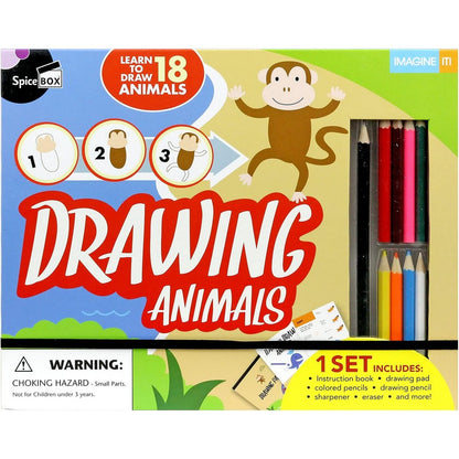 SpiceBox Drawing Animals – Kids Creative Art, Drawing & Sketching Kit