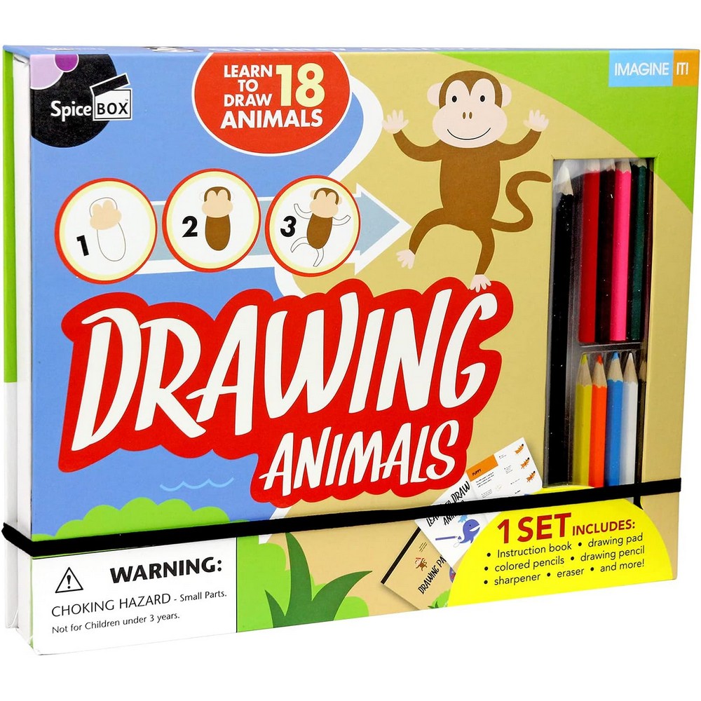 SpiceBox Drawing Animals – Kids Creative Art, Drawing & Sketching Kit