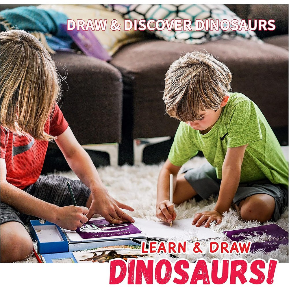 SpiceBox Learn & Draw Dinosaurs – Kids Educational Drawing & Art Kit