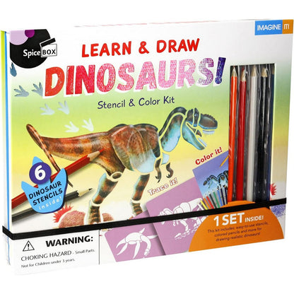 SpiceBox Learn & Draw Dinosaurs – Kids Educational Drawing & Art Kit