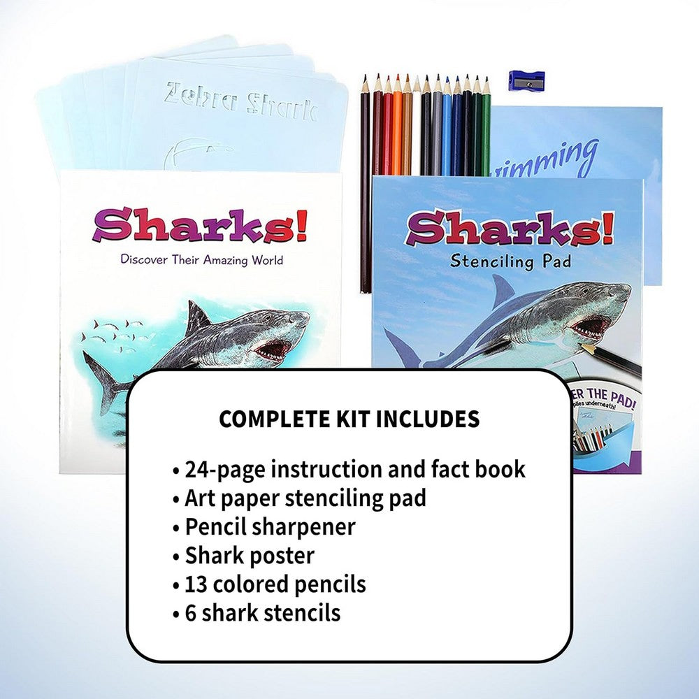 SpiceBox Learn & Draw Sharks – Kids Educational Drawing & Art Kit