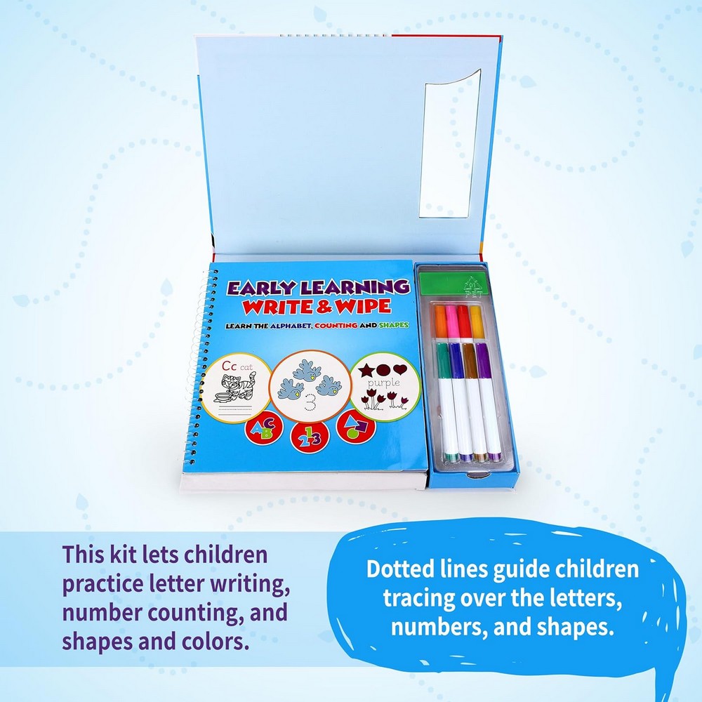 SpiceBox Early Learning Write & Wipe – Kids Educational Writing & Drawing Board